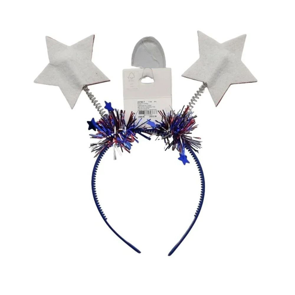 Star Bopper Headband Glitter Tinsel Accents By Claires Patriotic 4th of July
